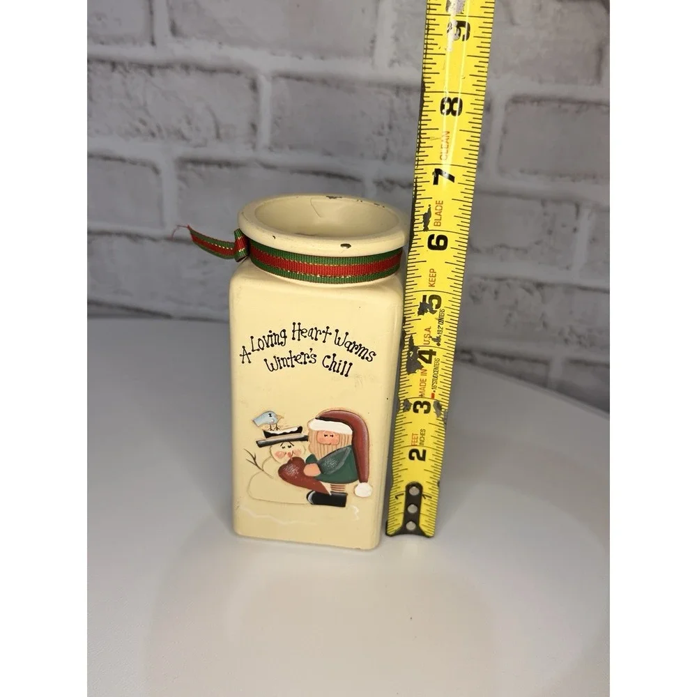 Vintage Primitive Christmas Ceramic Canister Snowman Santa Winter's‎ Chill 7